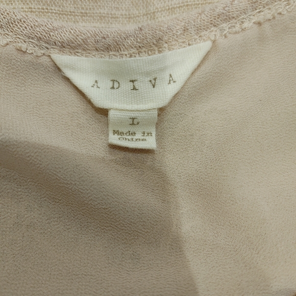 ADIVA Womens blush lace long sleeve blouse sweater with split open back  size L - Picture 5 of 7